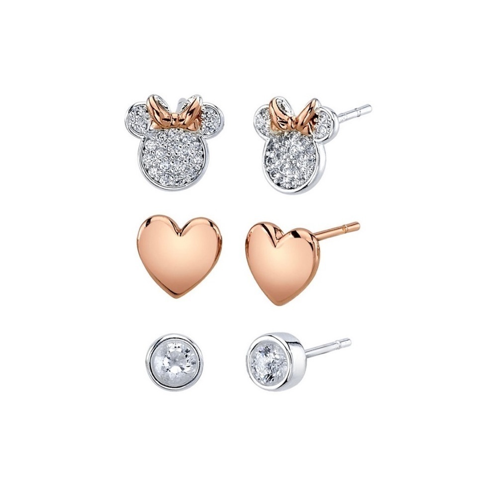 Disney Minnie Mouse Three Pair Earring Set
